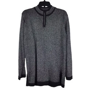 Vtg Regency Collection Joyce 1/4 Zip Sweater Black Silver Metallic Knit Medium
